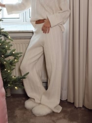 Cathy Cashmere Cable Knit Pant Cream