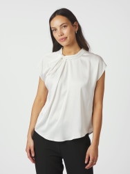 Fleur Drapy Satin Blouse Off White