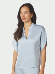 Anelle Heavy Sateen Blouse Light Blue