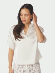 Anelle Heavy Sateen Blouse Pearl