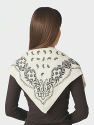 Adelina Paisley Knit Scarf Off White