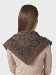 Adelina Paisley Knit Scarf Brown Melange