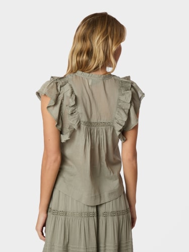 Jayla S Voile Top Smoke Green