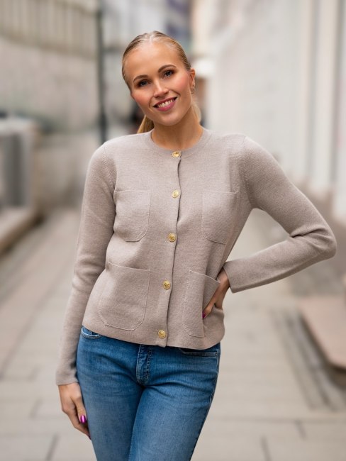 Milano Knit Cardigan Beige Melange