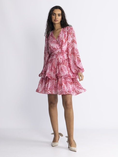 Jade Wave Flower Dress Pink Bright