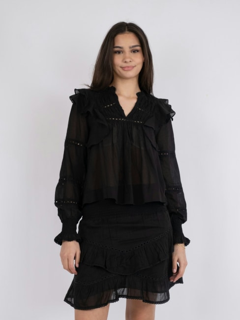 Aurika S Voile Blouse Black