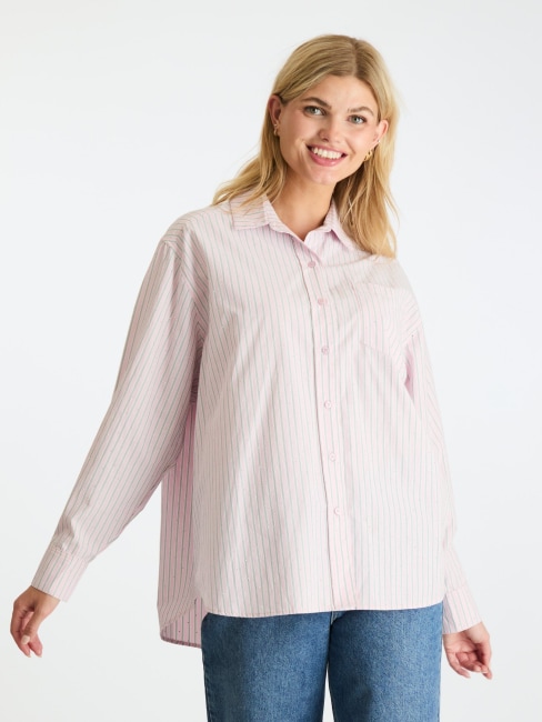 Dalma Stripe Stone Shirt Rose glitter