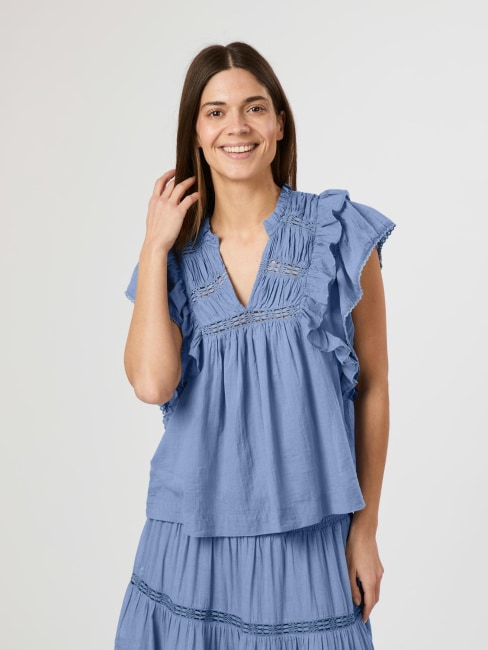 Jayla Voile Top Smoke Blue
