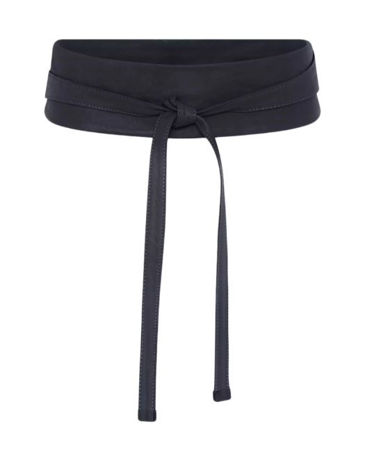 Cam, lamb leather tie belt Black