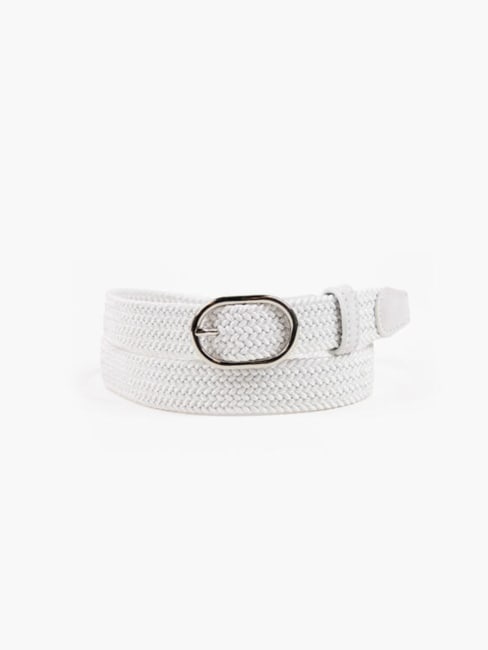 Frida Flettet Strikkbelte Oval White