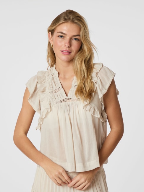 Jayla S Voile Top Ivory