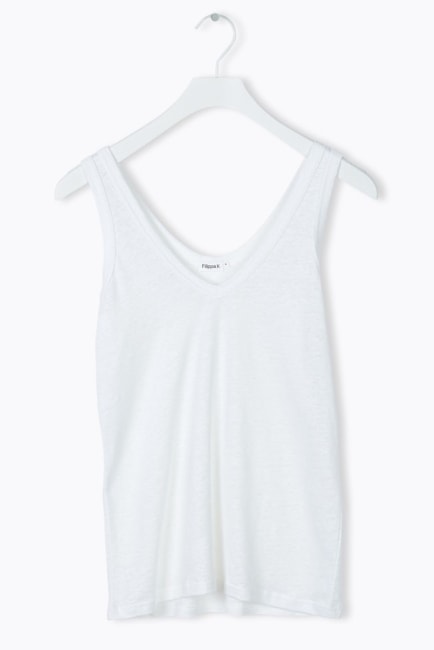 Deep V Linen Tank