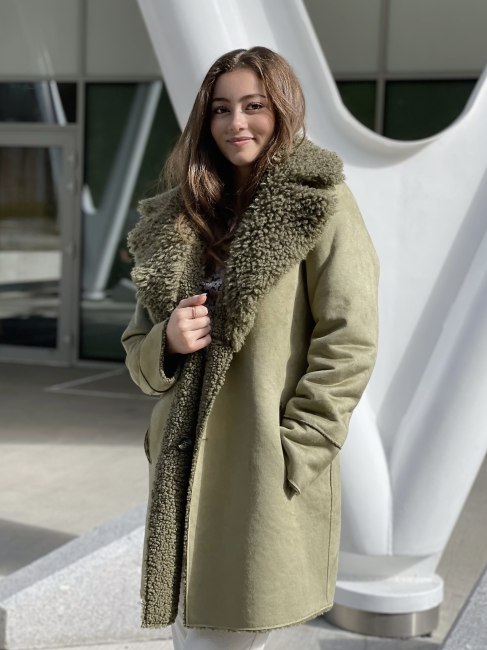 Mix Lammy Coat Olive