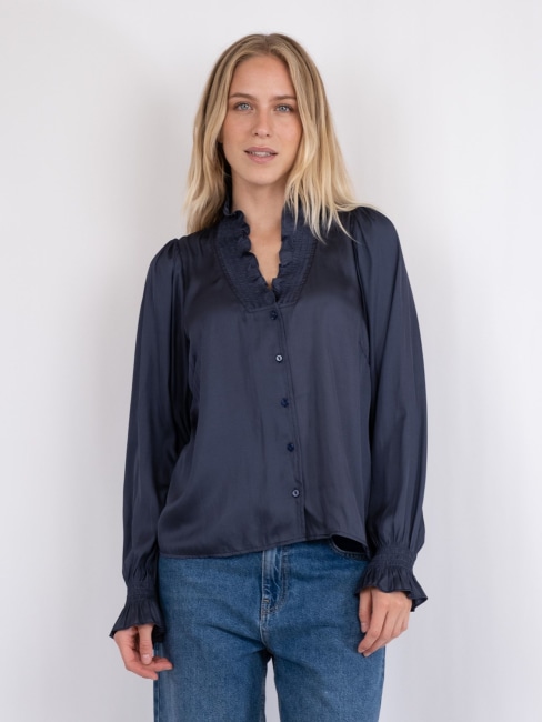Brielle Satin Blouse Midnight blue