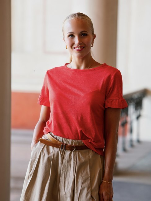 Miss Linen Top Red