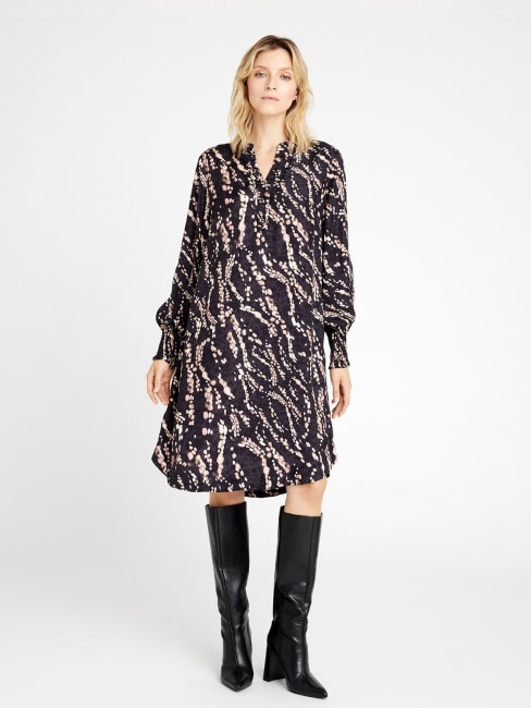 Costa Knee Dress Black/Coral