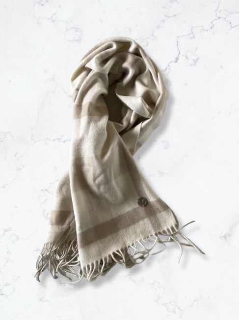 Cashmere Check Scarf Sand