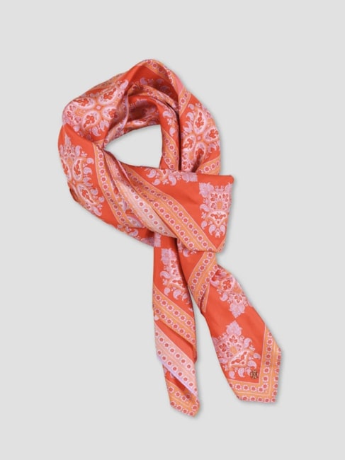 Allis Silk Scarf Coral print ONE