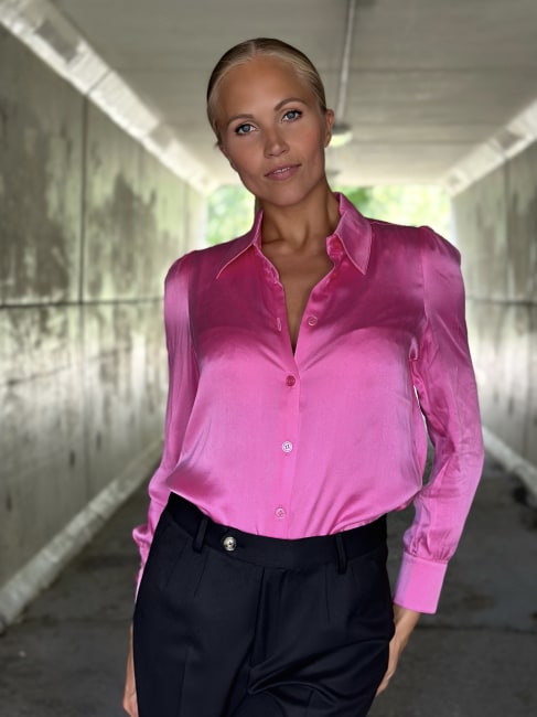 Latia Puff Silk Shirt Pink