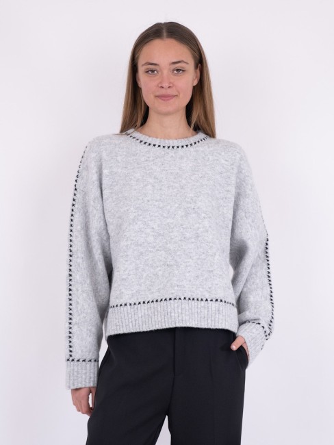 Detri Knit Blouse Grey Melange