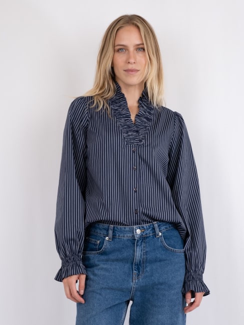 Brielle Multi Stripe Shirt Navy