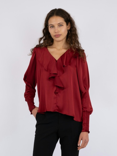 Sandie Sateen Blouse Wine