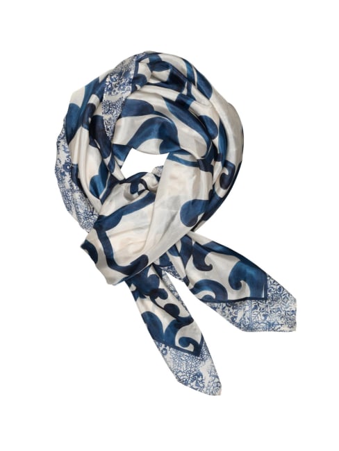 Inette Silk Scarf Sand/navy