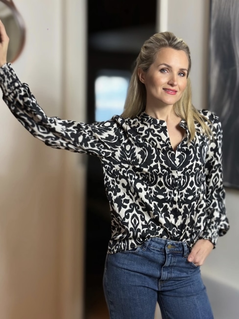 Kala Flower Blouse Black