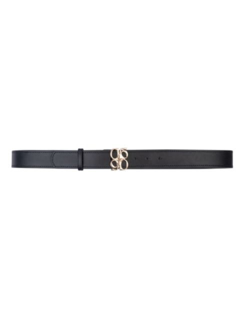 Motif Leather Belt Raven