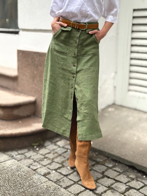 Heidi Linen Skirt Green