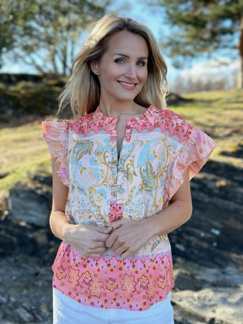 Paula Blouse Coral print