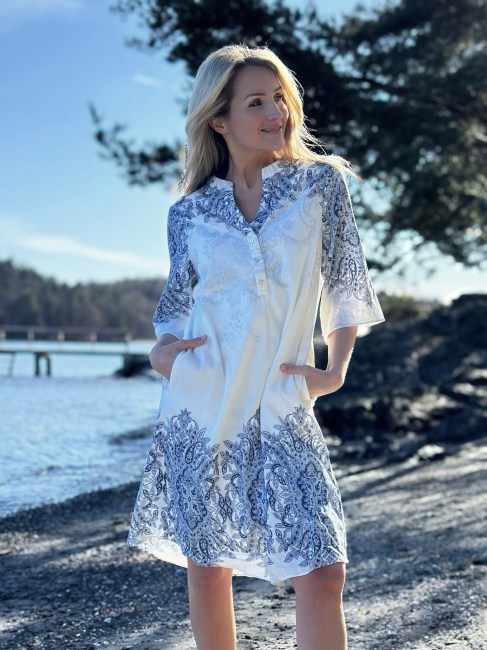 Costa Knee Dress white print