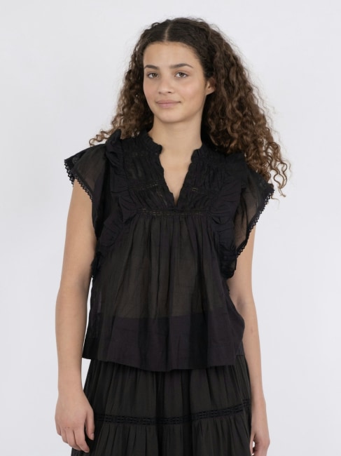 Jayla S Voile Top Black 36