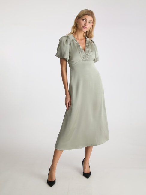 Illana Sateen Dress Smoke green