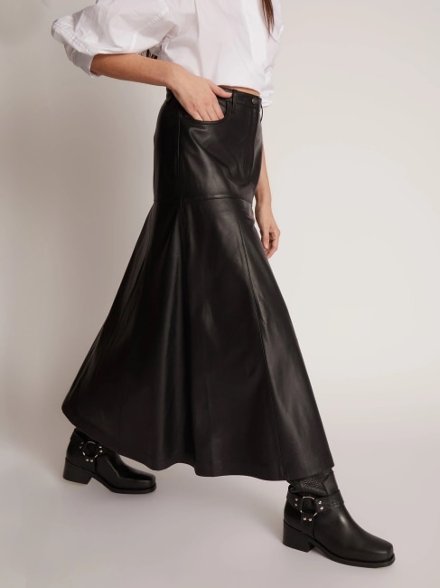 Tuxya Leather Skirt Black