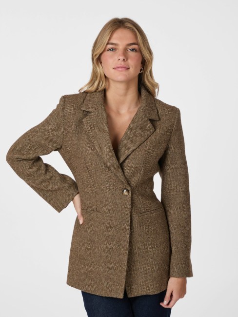 Bowie Herringbone Blazer brown