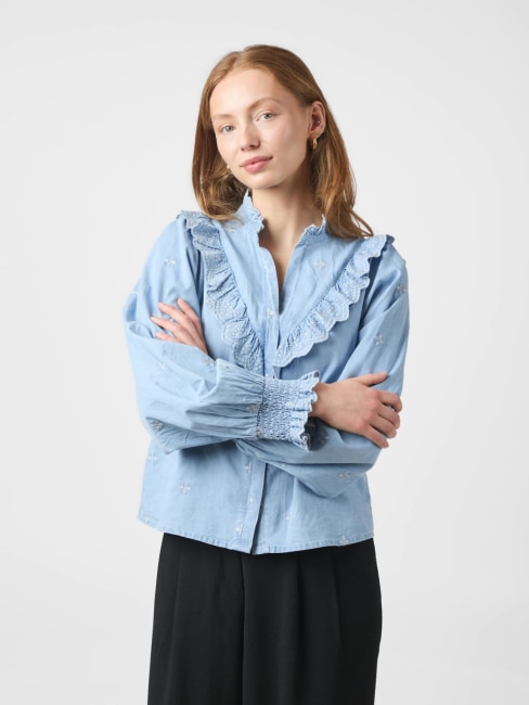 Degas Denim Blouse Light Blue