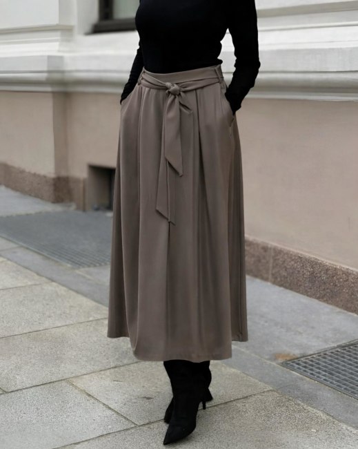 Mabell, midi+ pleated skirt Animal Fur