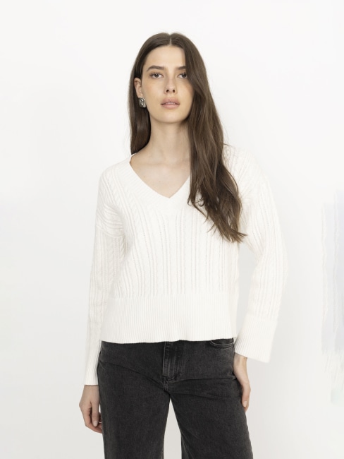 Cathrine Cotton Cable Sweater Cream