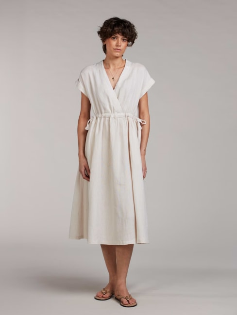 Lana Dress, V-neck wrap Beige