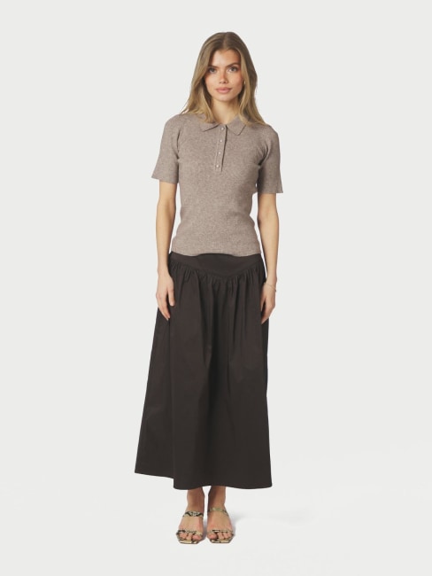 Anais Poplin Skirt Chocolate Brown