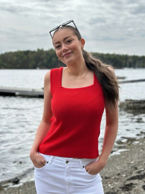 Noa Reverse Knit Top Mars Red