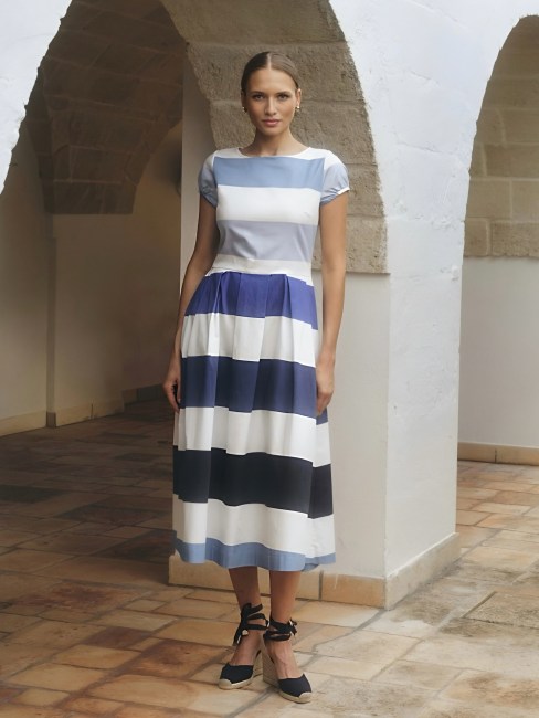 Lovisa Dress, Cap sleeve Blue stripe
