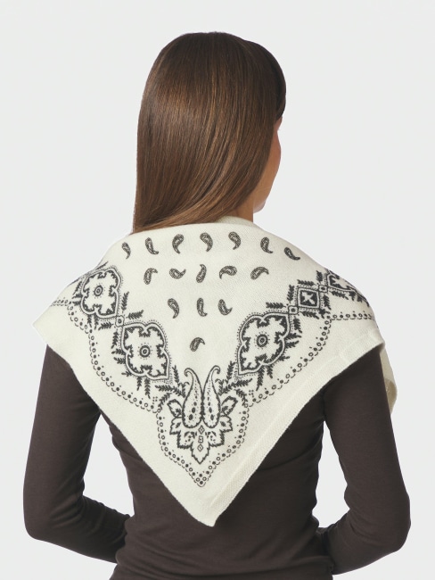 Adelina Paisley Knit Scarf Off White