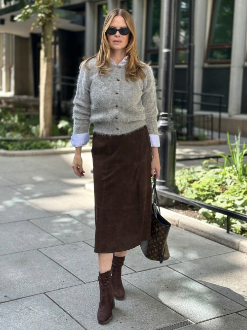 CASABLANCA Suede Skirt Dark Chocolate Brown