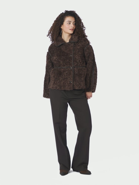 Castor Faux Fur Jacket Dark Brown