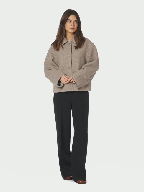 Hamra Herringbone Twill Jacket Beige Melange