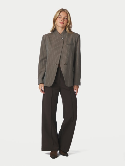 Nerine Pinstripe Blazer Dark Taupe