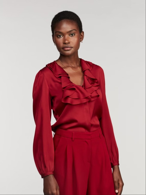 Mona Blouse frill Red