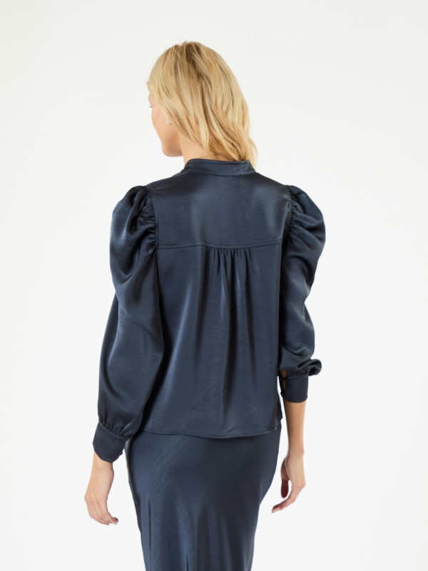 Rosslyn Heavy Sateen Blouse Midnight Blue